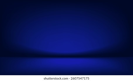 Blue Background,Studio wall room dark blue gradient with neon light reflect on floor,Vector 3D display podium stand  abstract background for digital,future technology 