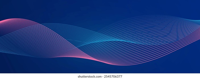 blue background.waving line particle.shape.pink and blue .technology.abstract background.vector illustration