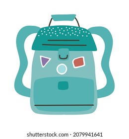 diseño de mochila azul sobre blanco