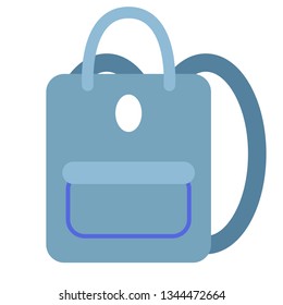 Blue backpack flat illustration on white