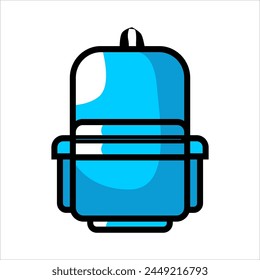 Blue backpack icon. Back to school bag line style. Vector.