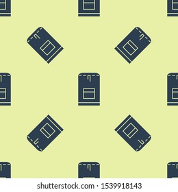 Blue Backpack icon isolated seamless pattern on yellow background. Diving underwater equipment.  Vector Illustration