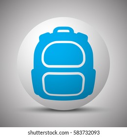 Blue Backpack icon on white sphere