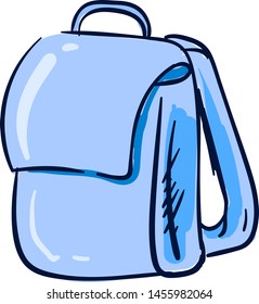 Mochila azul, ilustração, vetor sobre fundo branco.