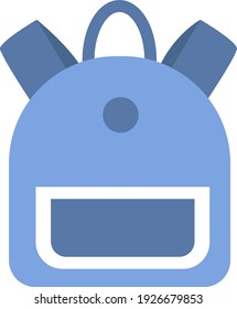 Blue backpack, illustration, vector on white background.