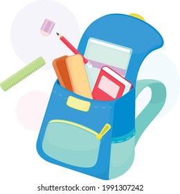 Blue Backpack with School supplies