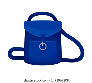 Blue backpack. Vector illustration on a white background.