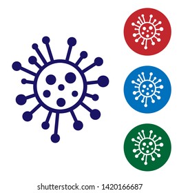 Blue Bacteria icon isolated on white background. Bacteria and germs, microorganism disease causing, cell cancer, microbe, virus, fungi. Set color icon in circle buttons. Vector Illustration