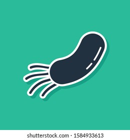 Blue Bacteria icon isolated on green background. Bacteria and germs, microorganism disease causing, cell cancer, microbe, virus, fungi.  Vector Illustration