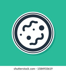 Blue Bacteria icon isolated on green background. Bacteria and germs, microorganism disease causing, cell cancer, microbe, virus, fungi.  Vector Illustration