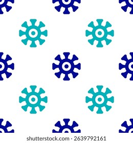 Blue Bacteria icon isolated seamless pattern on white background. Bacteria and germs, microorganism disease causing, cell cancer, microbe, virus, fungi.  Vector