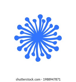 Blue bacteria icon, pistils, stamens on a white background. Vector illustration.