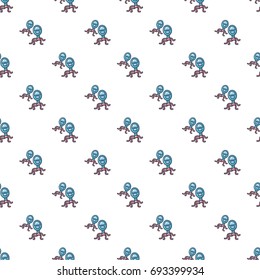 Blue bacteria pattern in cartoon style. Seamless pattern vector illustration