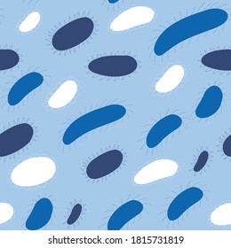 Blue bacteria seamless pattern. Abstract pattern swatch.