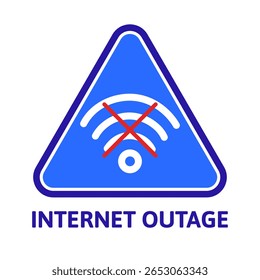 Blue Bad Internet Outage Warning Sign Symbol In Triangular Attention Design. for Error Connection Notices, Lose wi-fi Alerts, Network Failure. Cutout Online Problem Troubleshooting Caution Vector.