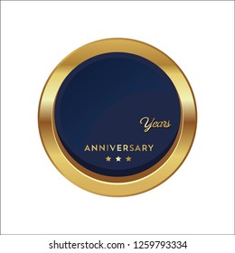 blue badge celebrating  years , rosette with gold border