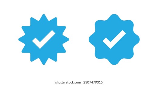  Blue badge check icon, Verified badge profile vector.