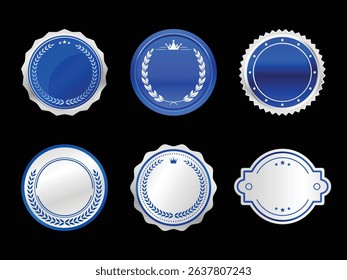 Blue badge label vector graphic