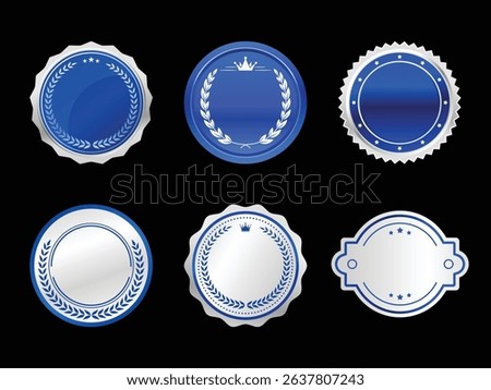 Blue badge label vector graphic