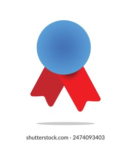 Blue Badge .red ribbon.badge shadow .4th of july.Independence Day .vector design .white background .