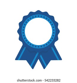 Blue badge seal with ribbons vector isolated