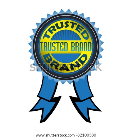 Blue badge with the text trusted brand written with capital letters