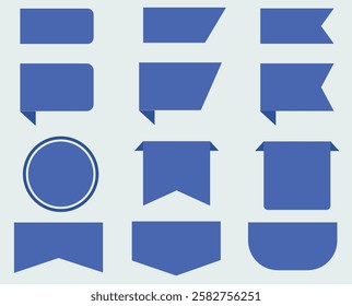 Blue Badges and Ribbons Vector Set 