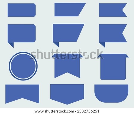 Blue Badges and Ribbons Vector Set 