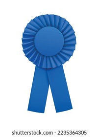 Blue badges rosettes award realistic composition with isolated view of ornate paper badge vector illustration