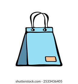 Blue bag. Bags for fashion ads, seasonal sales, and store promotions. Sketch illustration. Vector image.