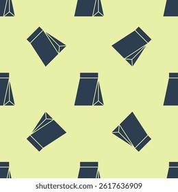 Blue Bag of coffee beans icon isolated seamless pattern on yellow background.  Vector