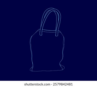 Blue bag is displayed on a blue background. The bag with the handle and straps clearly visible.