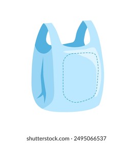 Blue bag with handles. Biode gradable bag for shopping, groceries, clothes. Vector flat illustration.