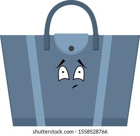 Bolsa azul, ilustración, vector sobre fondo blanco.