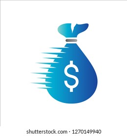 Blue bag money logo, Dollar bag vector logo