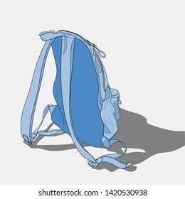 The blue bag is placed on the floor.
Doodle art concept,illustration painting
