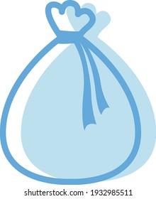 Blue bag with presents, illustration, vector on white background.
