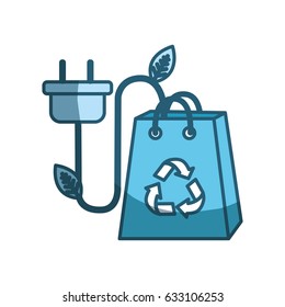 blue bag with recycle sign and power cable
