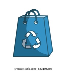 blue bag with reduce, reuse and recycle symbol
