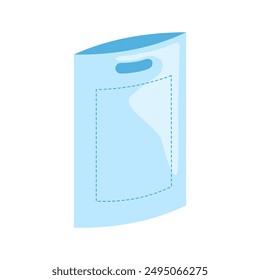 Blue bag with slotted handles. Biode gradable bag for shopping, groceries, clothes. Vector flat illustration.