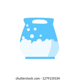 Blue bag with white bubbles illustration. Daily routine, domestic life, cleaning. Household concept. Vector illustration can be used for topics like domestic life, supermarket, cleaning
