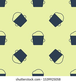 Blue Bakery bowl dough icon isolated seamless pattern on yellow background.  Vector Illustration