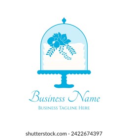 Blue Bakery Logo Design with a Cake