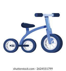 Blue balance bike for toddlers learning to ride a bicycle