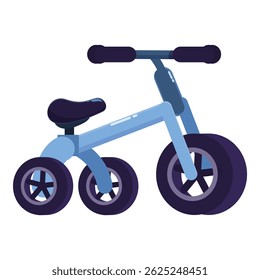 Blue balance bike training children to ride with no pedals