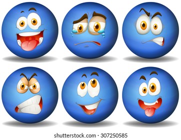 Blue ball with expression illustration