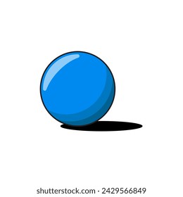 Blue ball isolated on white background. Big blue ball with flat style and shadow.