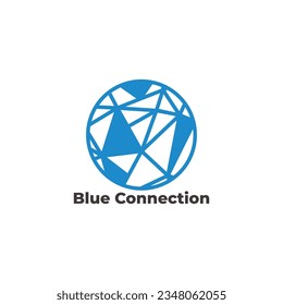 blue ball line globe connection symbol logo vector 