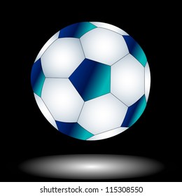 Blue ball located on a black  background