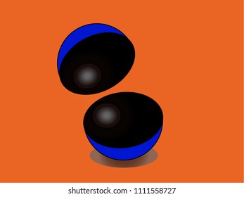 Blue ball in orange background